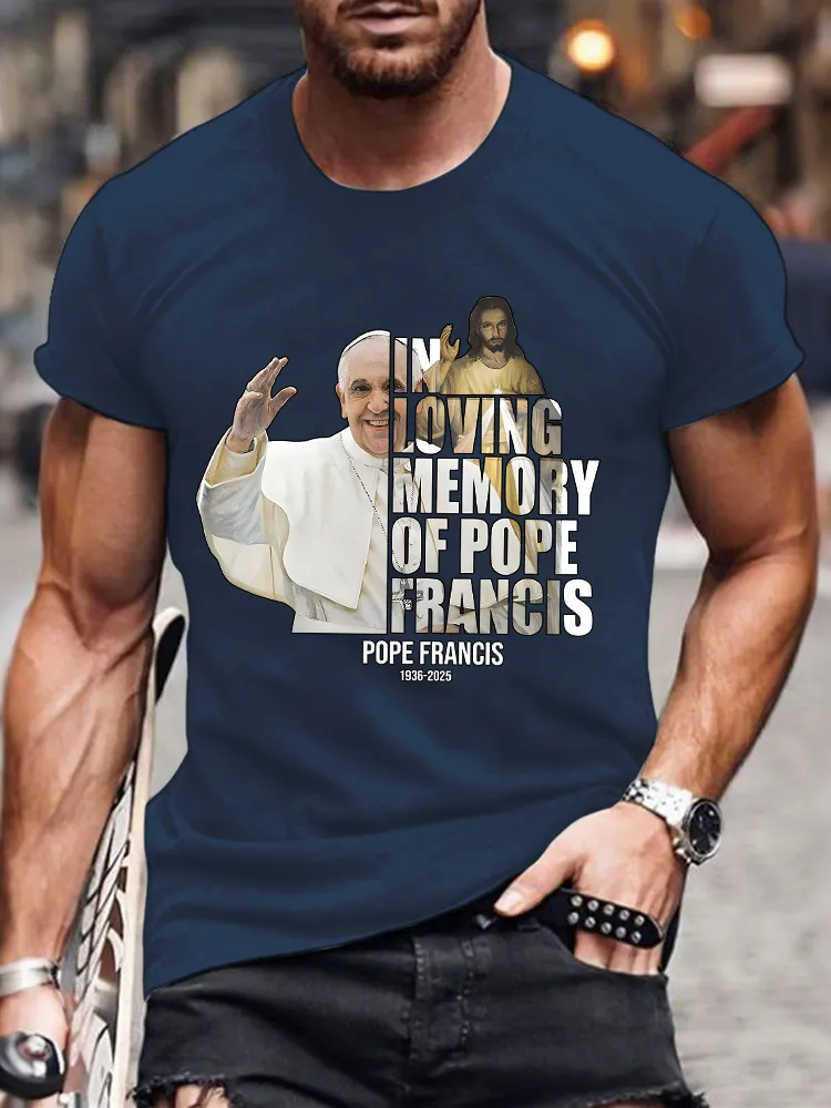 Men's In Loving Memory Of Pf 1936-2025 Print Short Sleeve Round Neck Cotton T-Shirt