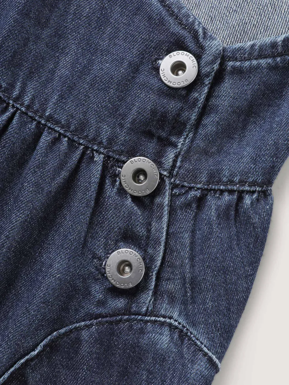 Denim Adjustable Overall Straps Pockets Midi Dress