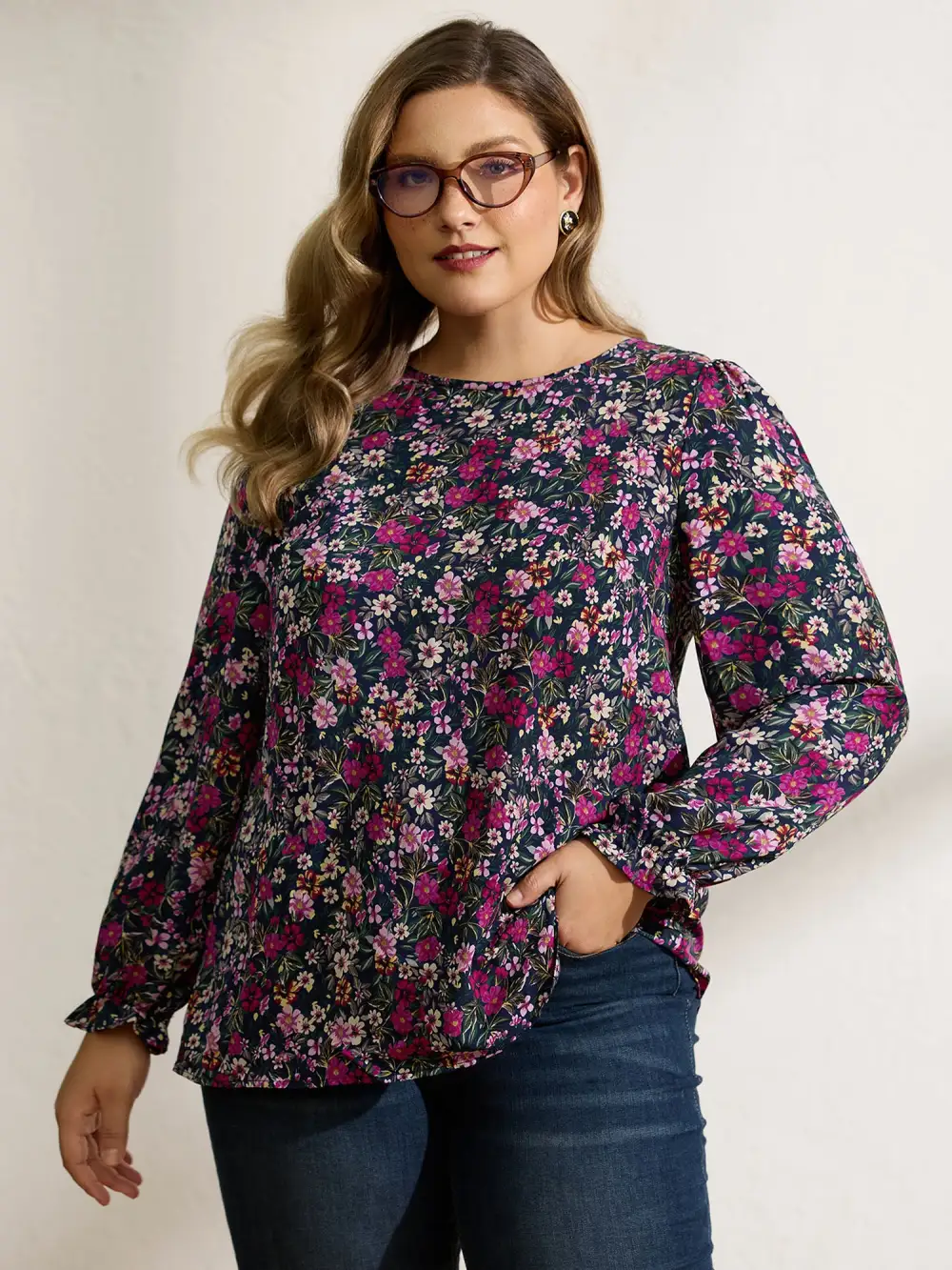 Floral Print Back Bowknot Blouse