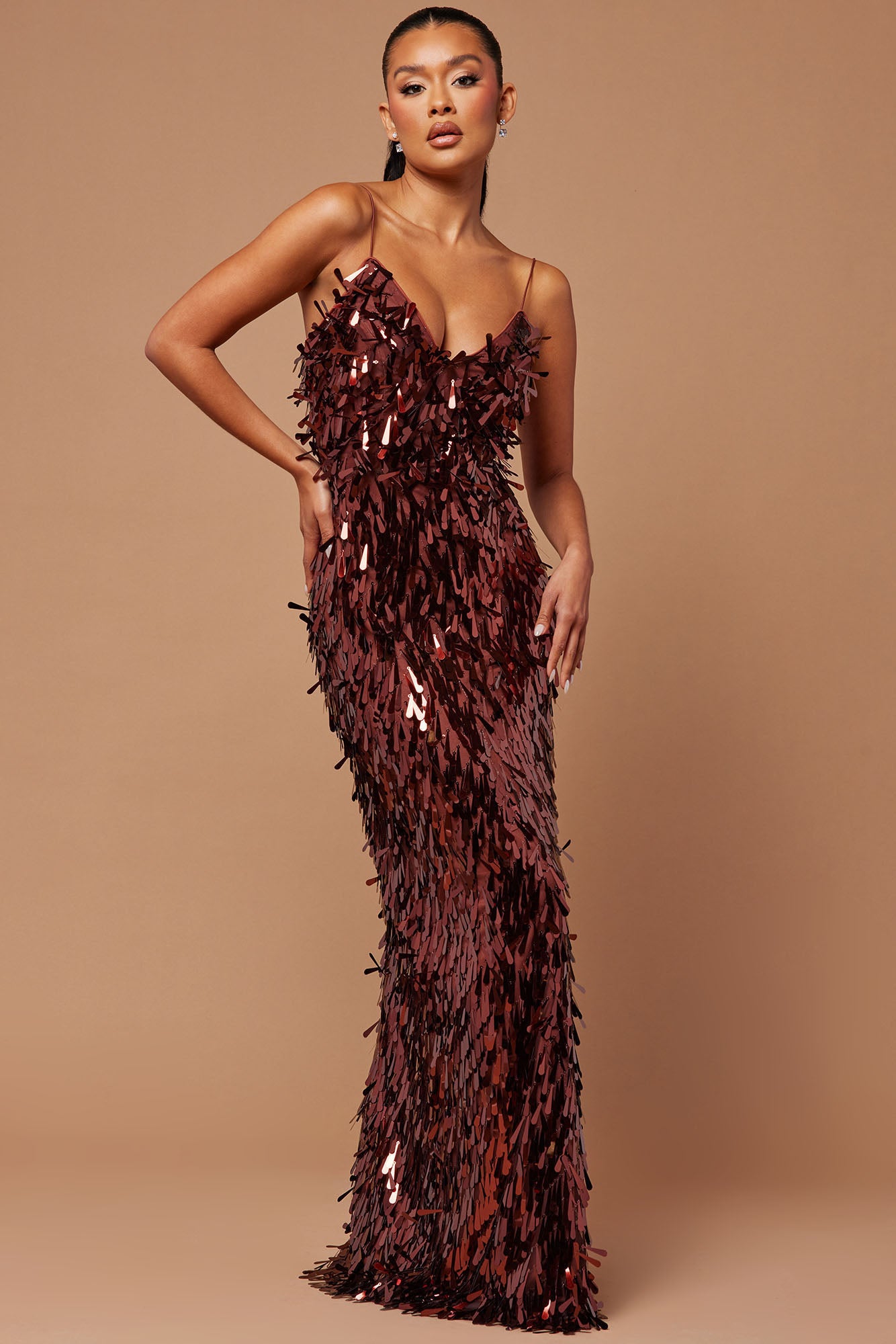 Emilia Paillette Maxi Dress - Bronze
