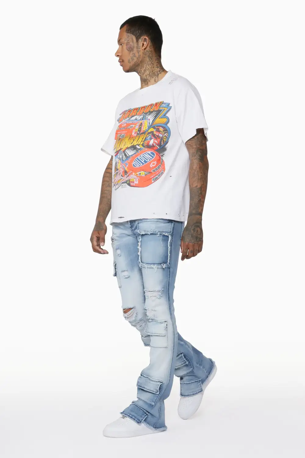 Glenn Blue Stacked Flare Jean