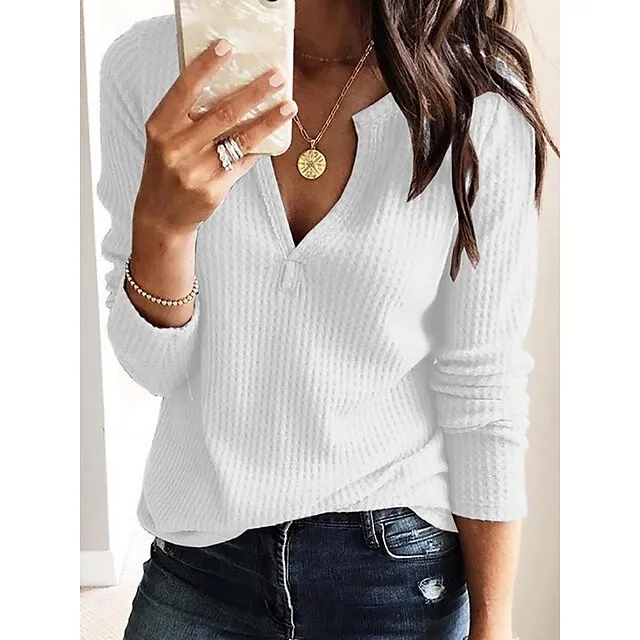 T shirt Tee Women's Black White Yellow Solid Colored Basic Street Daily Basic Round Neck S