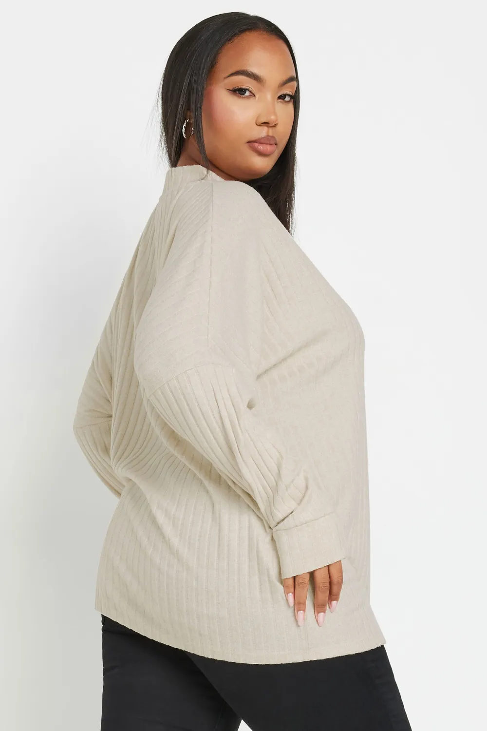 YOURS Curve Charcoal Grey Ribbed Jumper