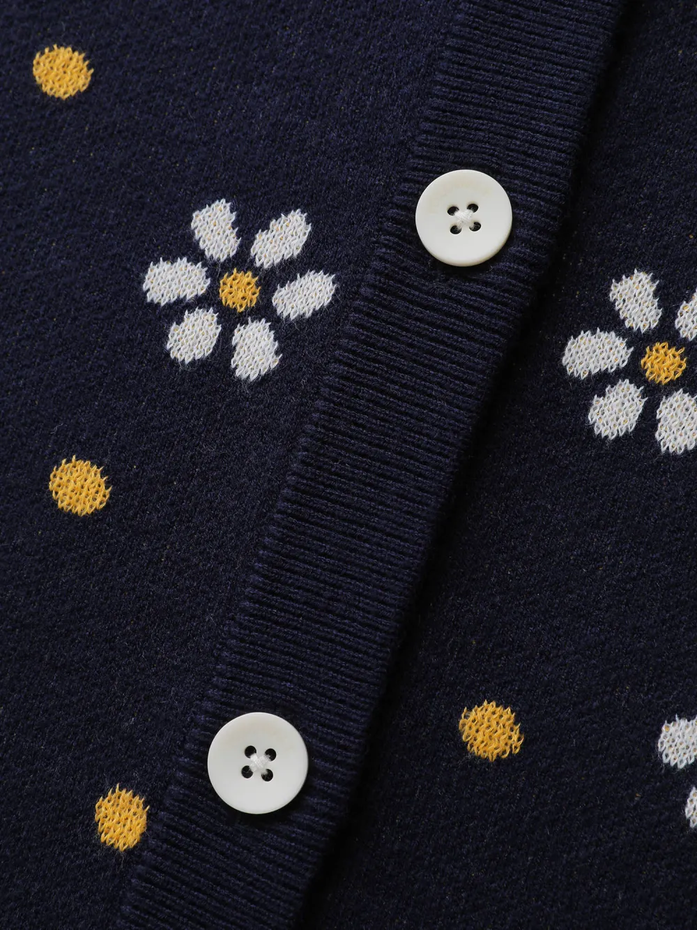 Floral Polka Dot Print Button Knit Cardigan