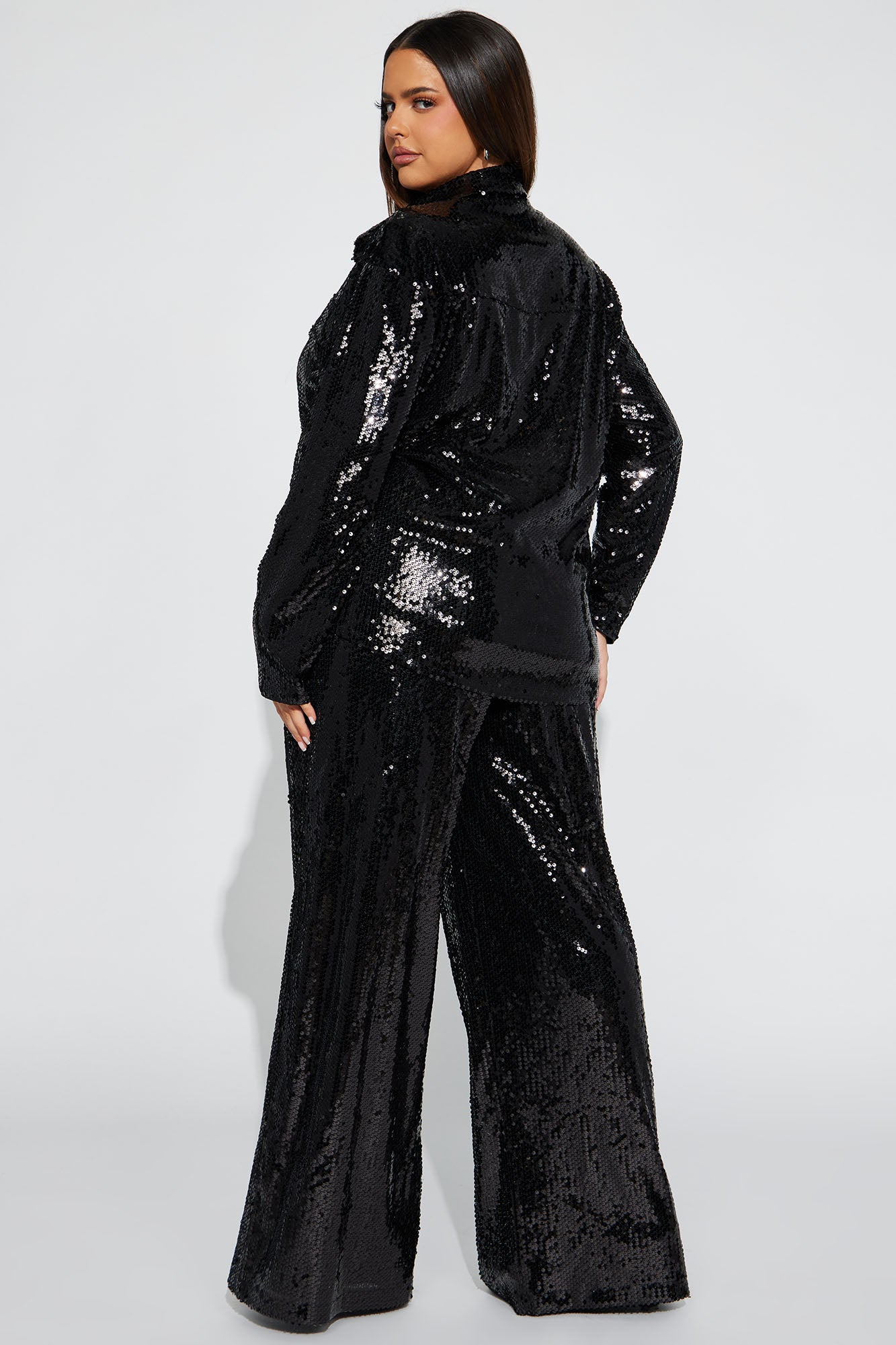 All In Sequin Pant Set - Black