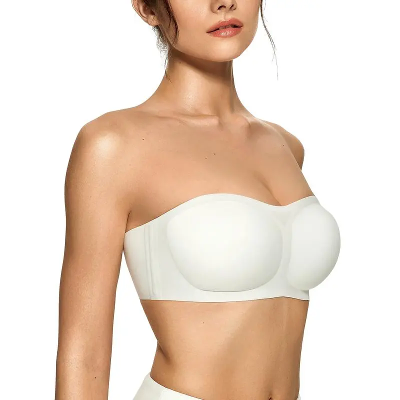 Women's Strapless Bandeau Tube Bra – Wireless, Seamless, Padded, Non-Slip, Comfortable Support for Everyday Wear