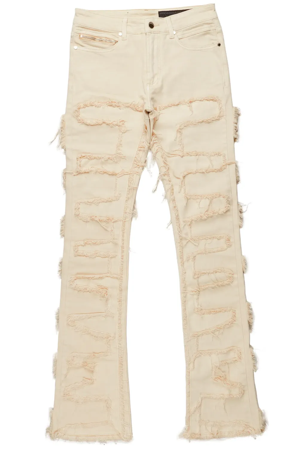 Shake Beige Stacked Flare Jean