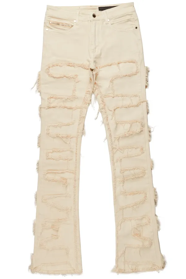 Shake Beige Stacked Flare Jean