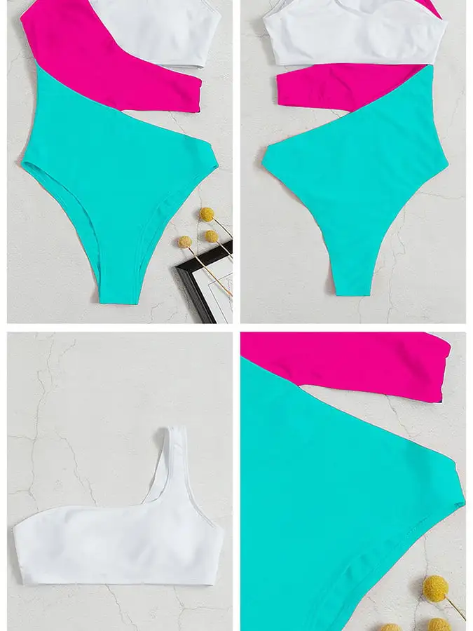 Sexy Contrasting Conjoined Swimsuit