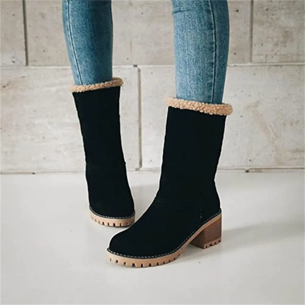 Women Snow Boots Winter Faux Fur Warm, Outdoor Hiking Booties
