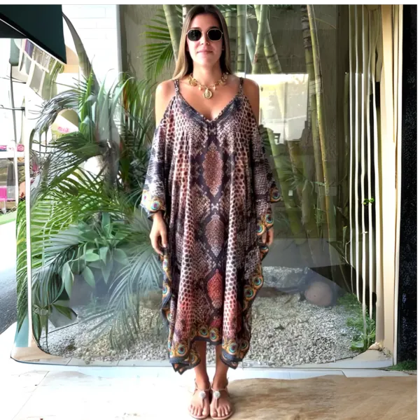 Animal Love Cold Shoulder Midi Coco Bella Kaftan 12-20