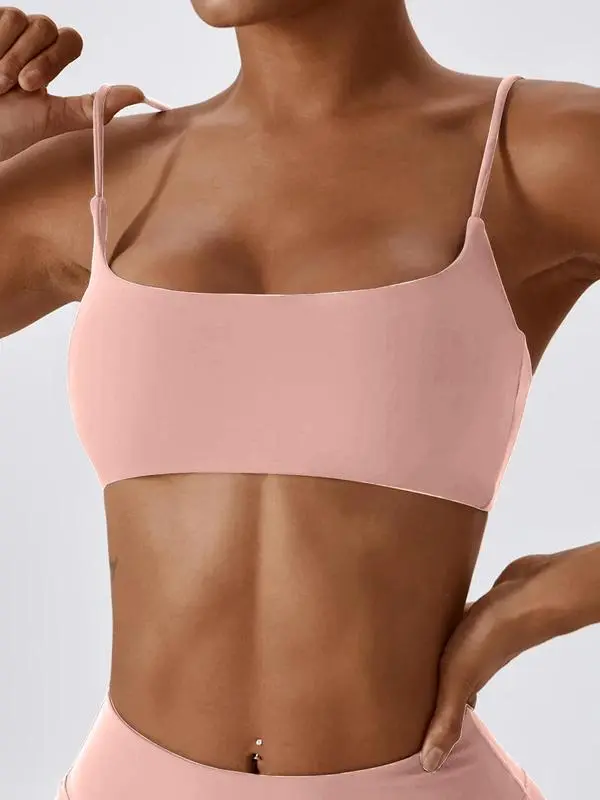 Women's Solid Wireless Sports Bra – Breathable Strappy Activewear Top
