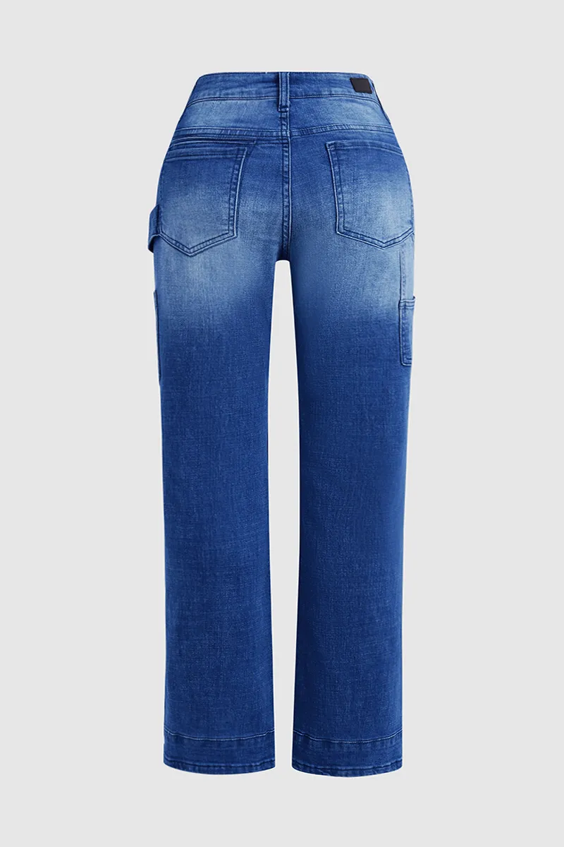 Multi Pocket Mid Rise Bootcut Jeans Without Belt
