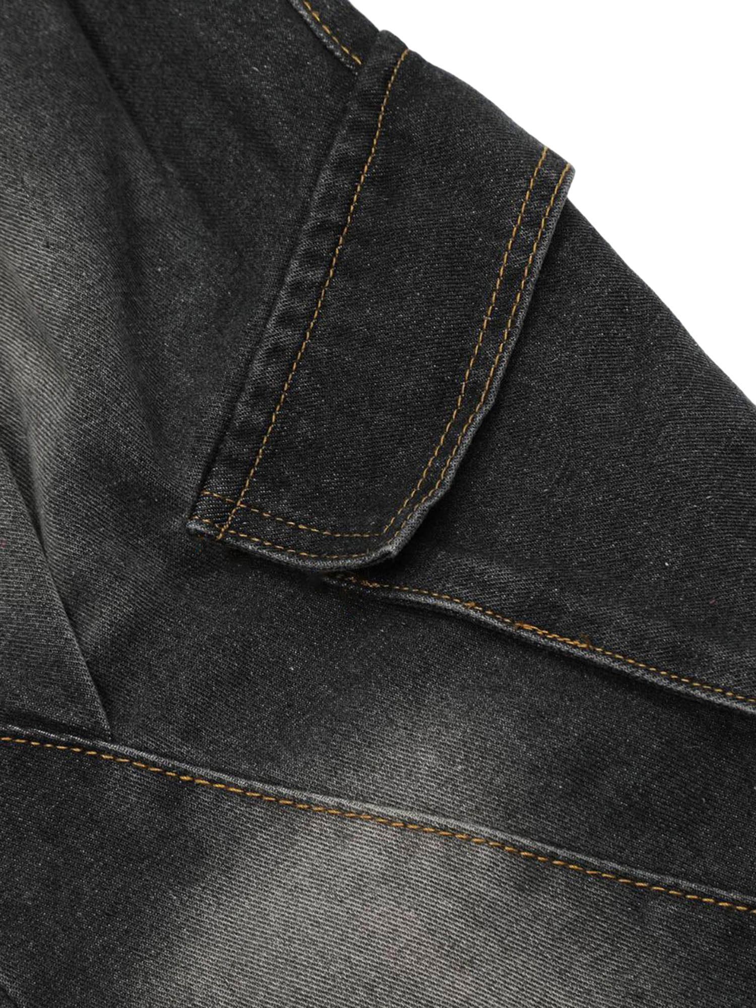 Washed Distressed Workwear Hip-Hop Jeans