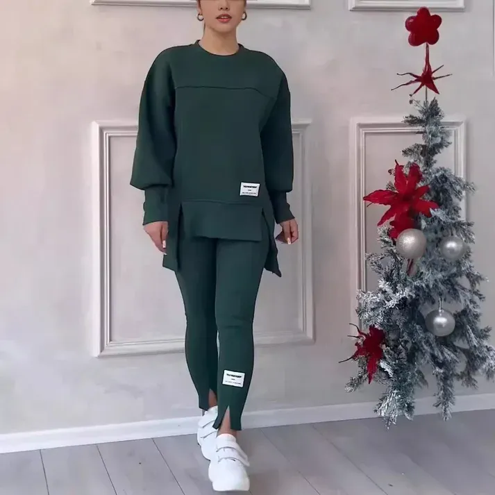 Women's split irregular hoodie two-piece set