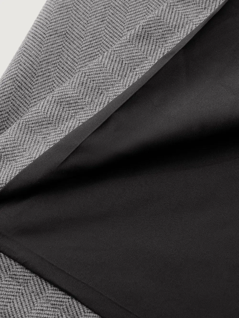 Herringbone Button Belted Lined Coat