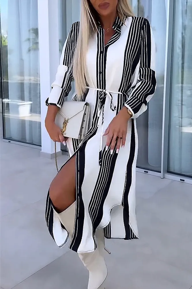 V-neck satin patterned dress