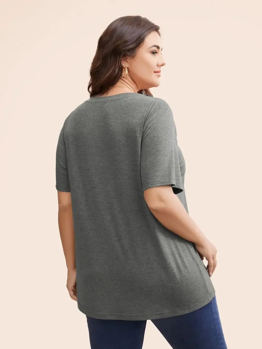 Letter Print V Neck T-Shirt