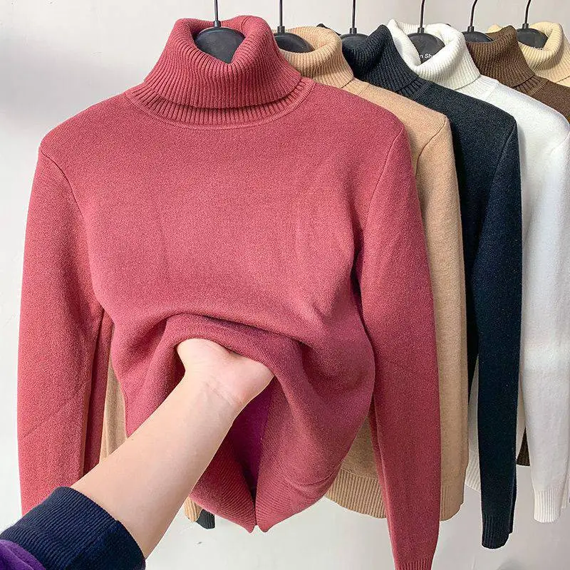 Thick turtleneck inner warm base layer sweater