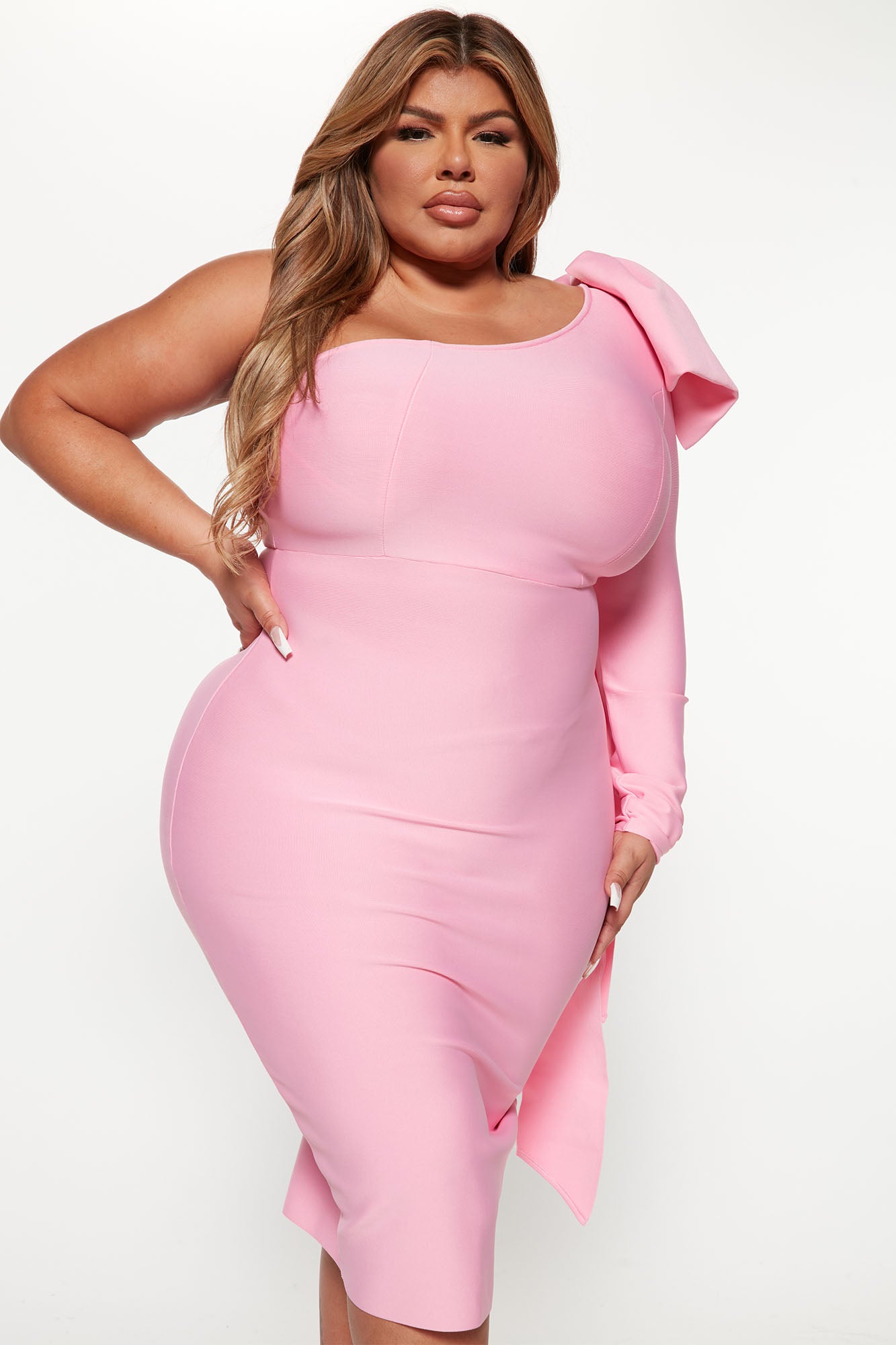 Perfectly Gifted Bandage Midi Dress - Pink