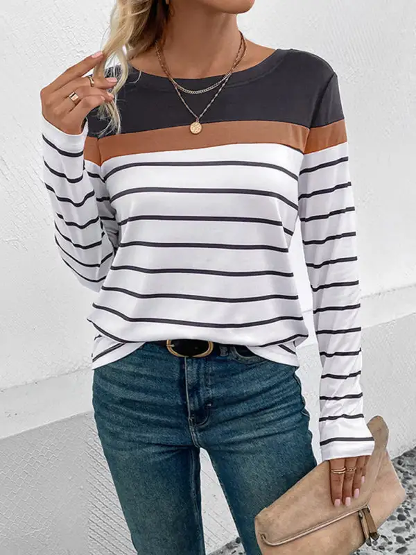 New Women's Striped Long Sleeve Sweater