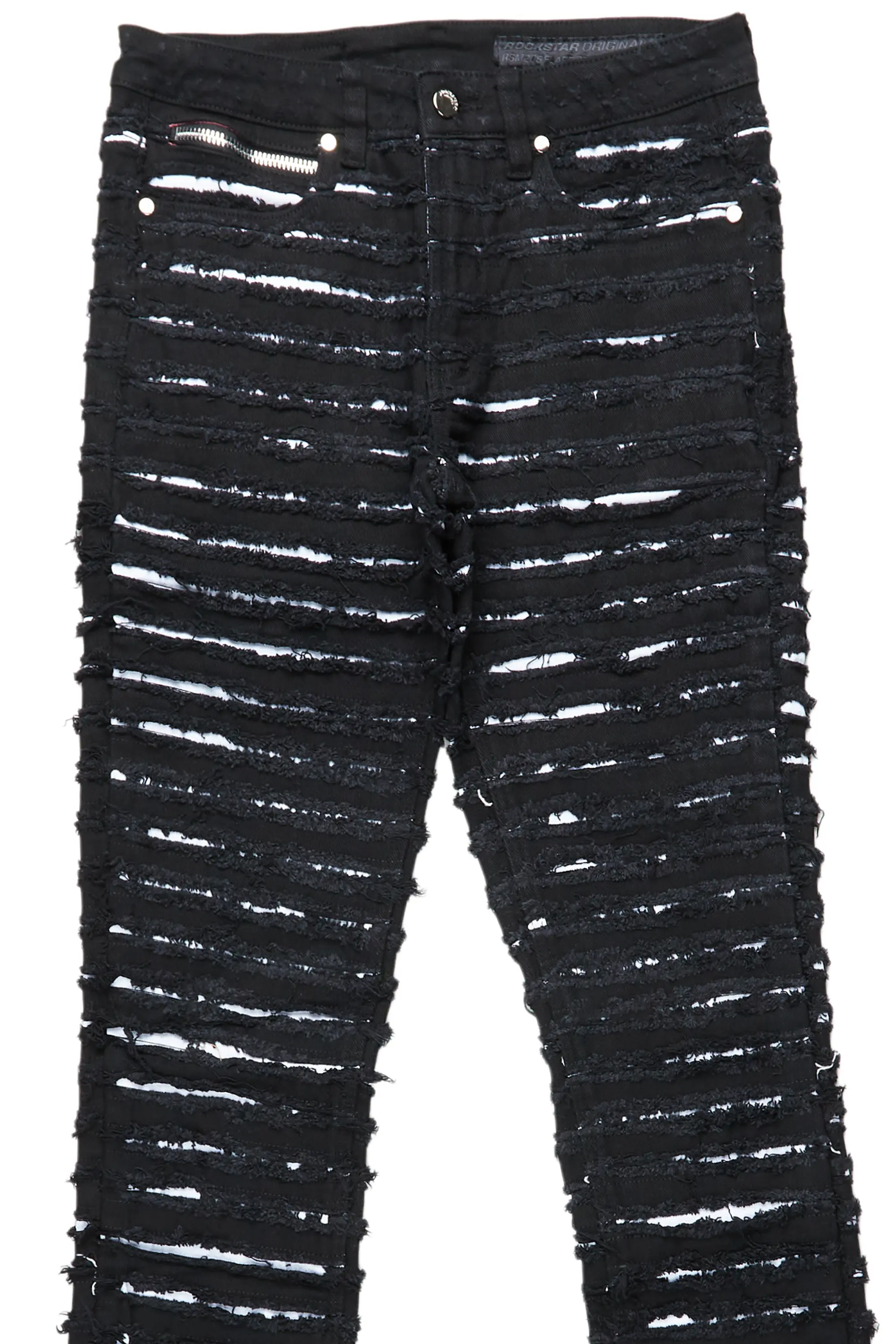 Korren White/Black Stacked Flare Jean