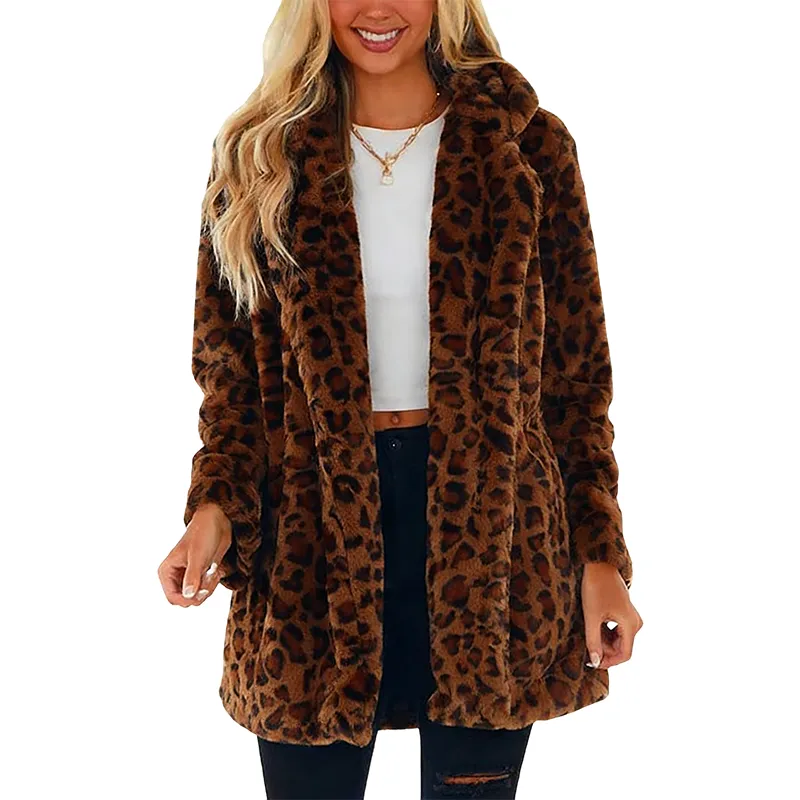 Women's Leopard Faux Fur Coat