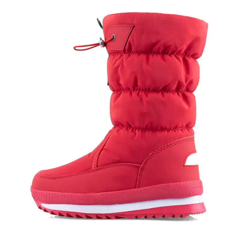 Winter fleece women's snow boots non-slip warm mid-barrel thickened casual cotton boots non-slip plus size women's cotton shoes