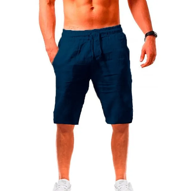 Men's Shorts Linen Shorts Summer Shorts Beach Shorts Drawstring Plain Business Beach Yoga Linen / Cotton Blend Hawaiian Casual Light Khaki. Black