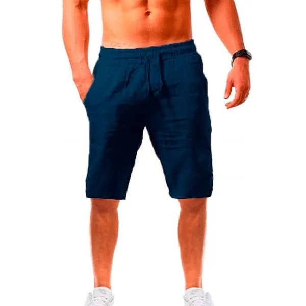 Men's Shorts Linen Shorts Summer Shorts Beach Shorts Drawstring Plain Business Beach Yoga Linen / Cotton Blend Hawaiian Casual Light Khaki. Black