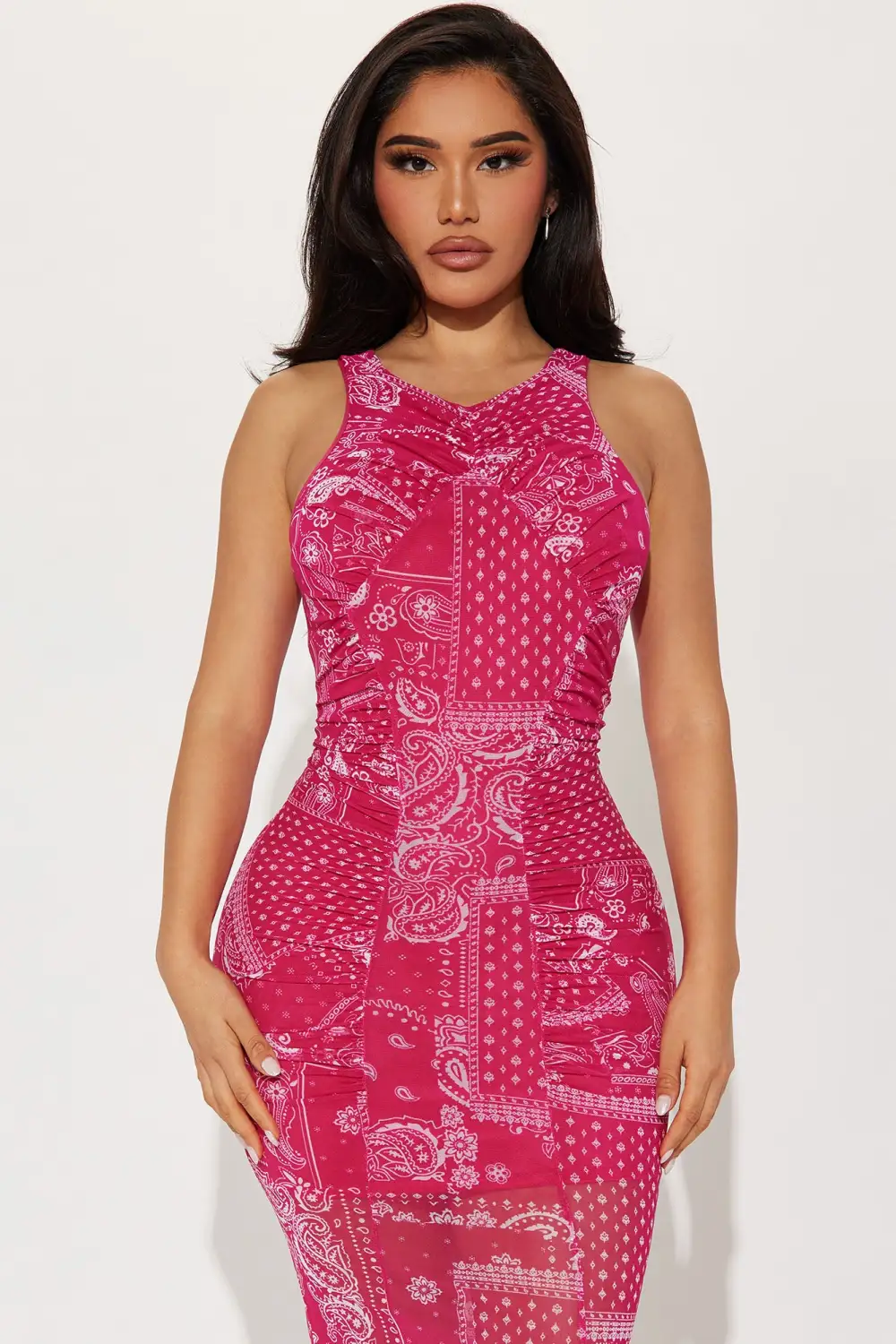 Paisley Princess Mesh Maxi Dress - Pink