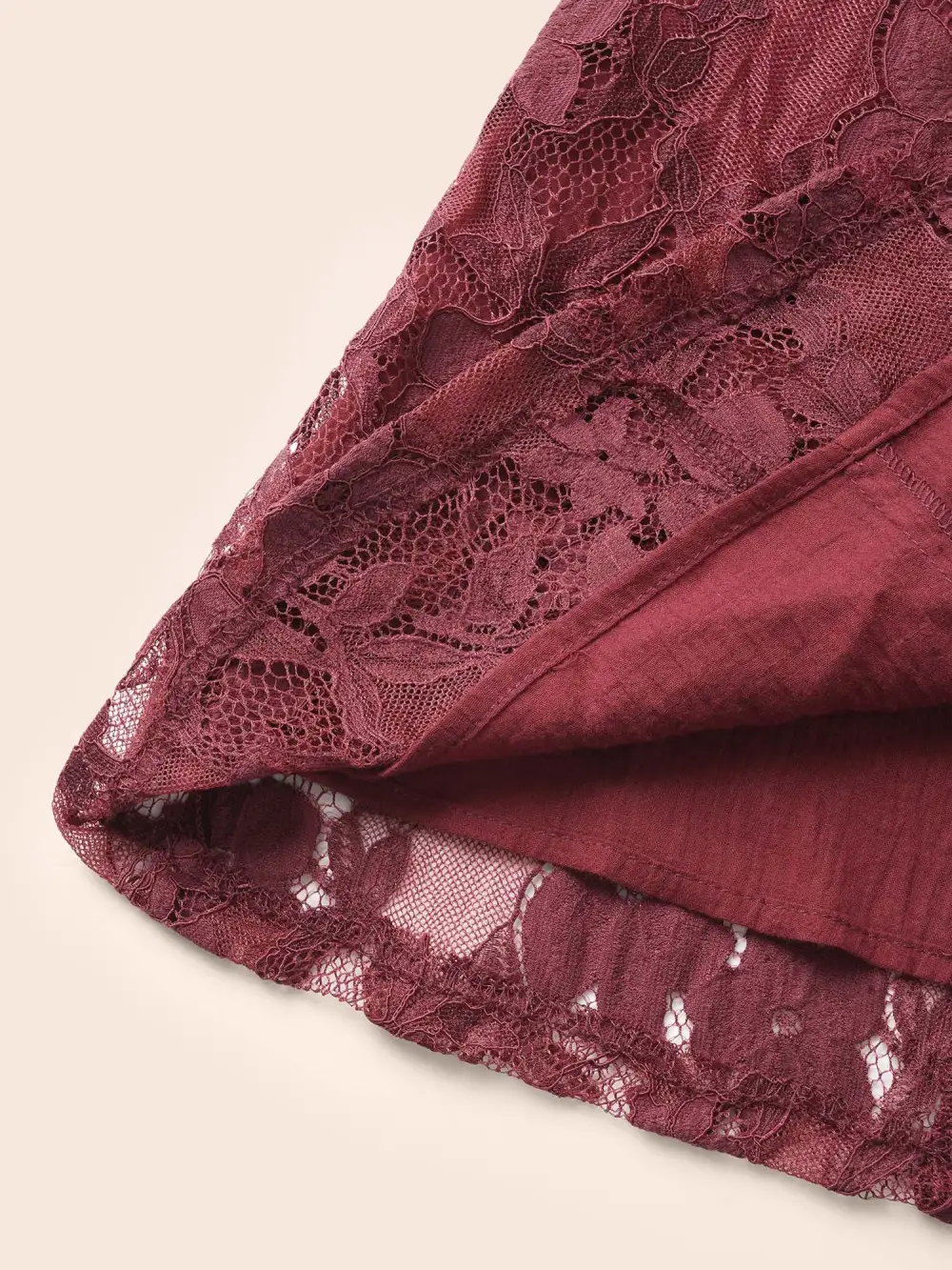 Square Neck Lace Panel Lantern Sleeve Blouse