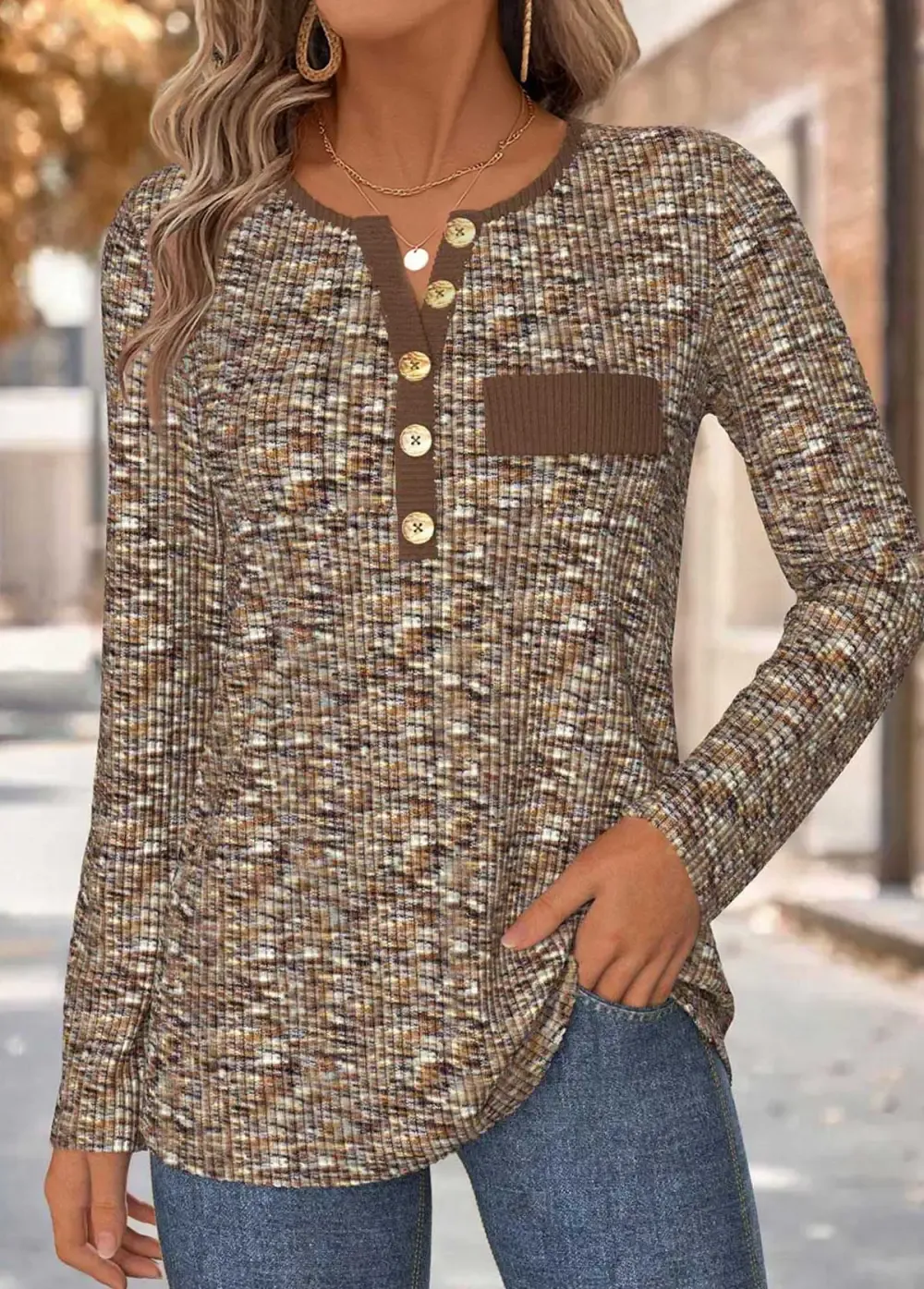 Dark Coffee Tummy Coverage Long Sleeve T Shirt