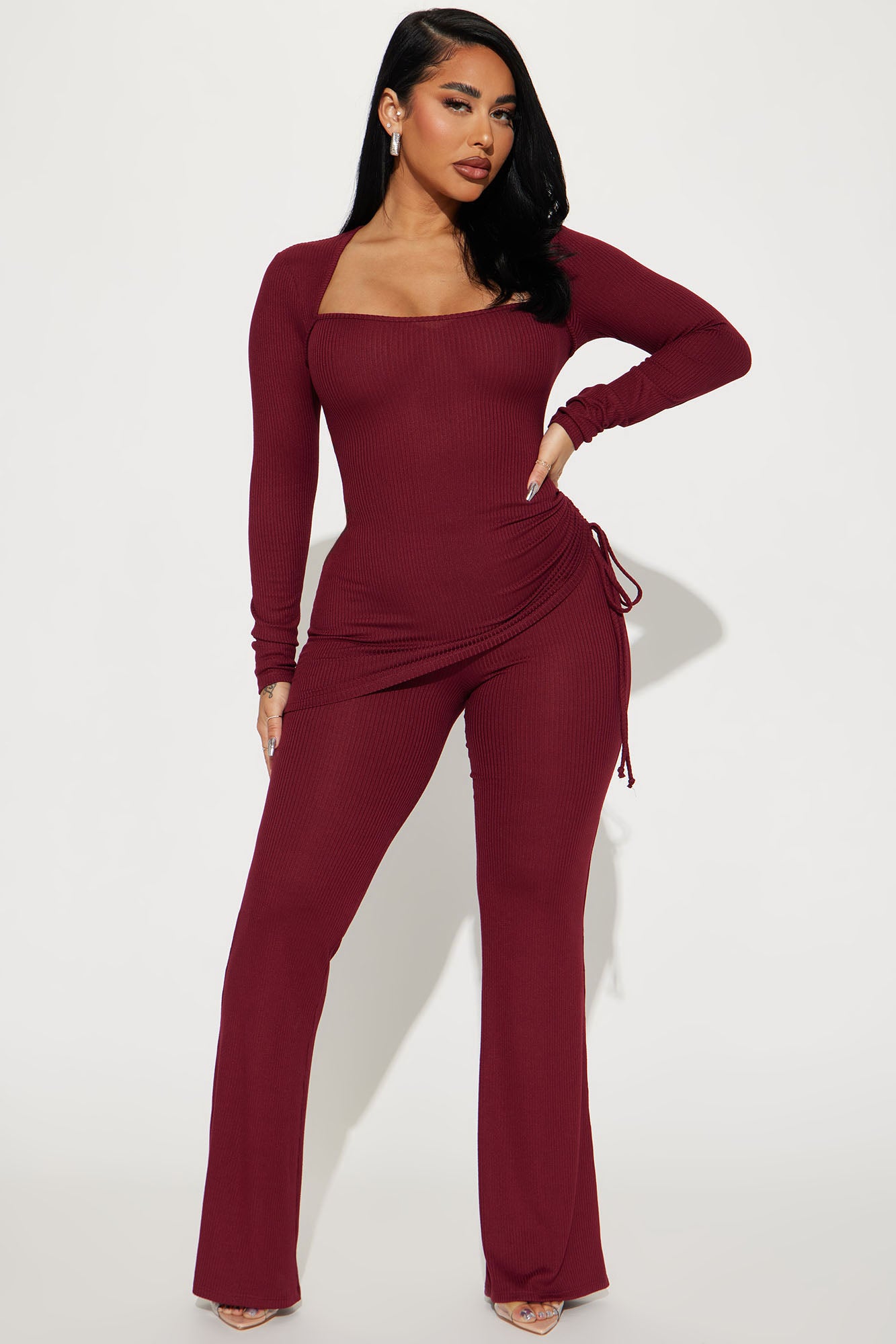 Legally Casual Pant Set - Burgundy