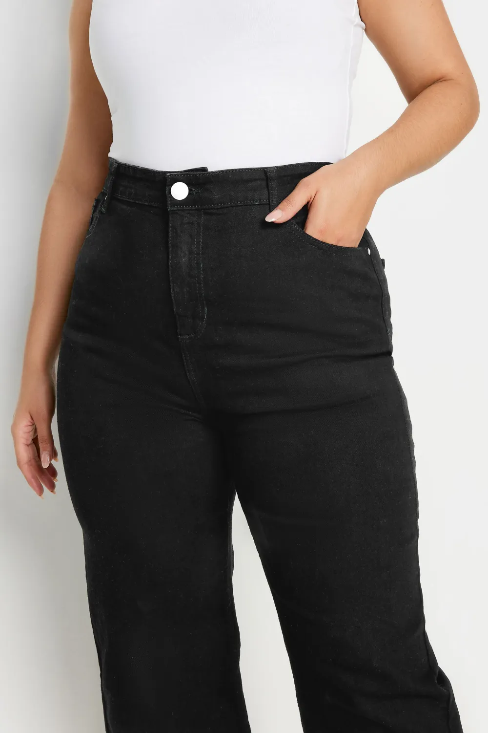 YOURS Curve White Stretch Wide Leg Cropped Jeans