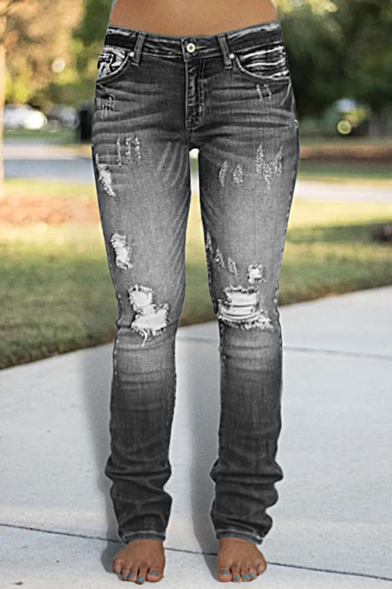 Distressed Low Rise Skinny Jeans