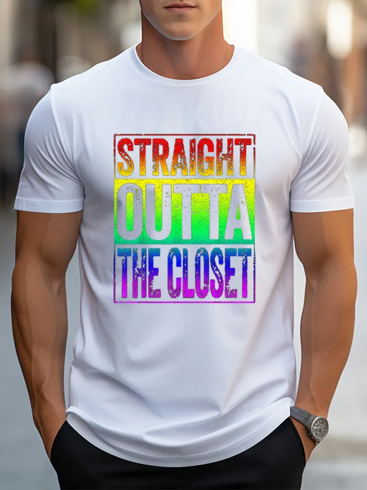 Men'S T-Shirt Straight Outta The Closet T Shirt LGBT Pride Gift Shirt T Shirt