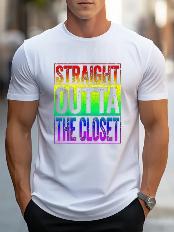 Men'S T-Shirt Straight Outta The Closet T Shirt LGBT Pride Gift Shirt T Shirt