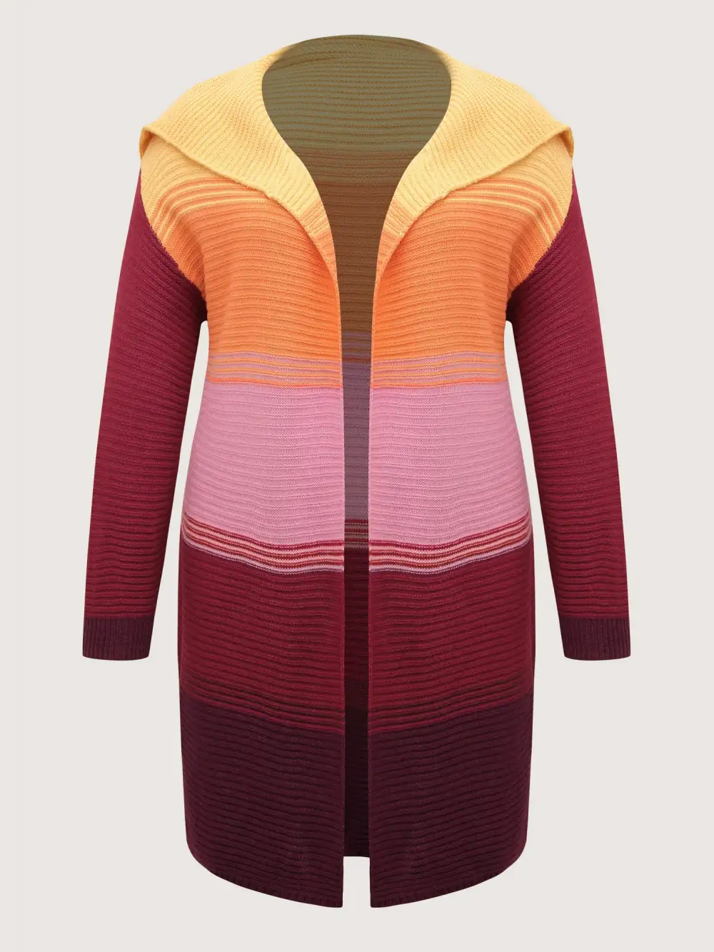 Colorblock Lapel Collar Knit Cardigan