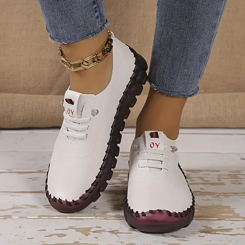 Soft Sole Tassel Low-Top Sneakers - Comfortable, Lightweight, Non-Slip, Pull-On Design - All-Season, Solid Color, Polyurethane Synthetic Leather Shoes for Daily Wear