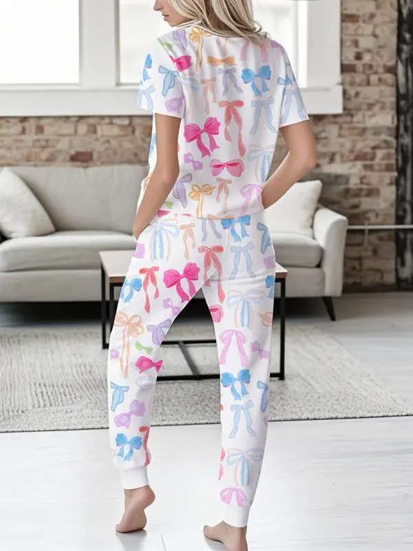 Women's 2-Piece Pajama Set – Short Sleeve Tee & Pants Loungewear.