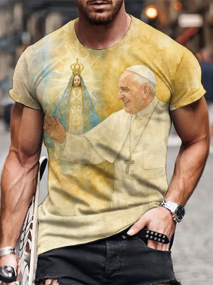 Men's Thanks Your Faith 1936-2025 Print Short Sleeve Round Neck Cotton T-Shirt