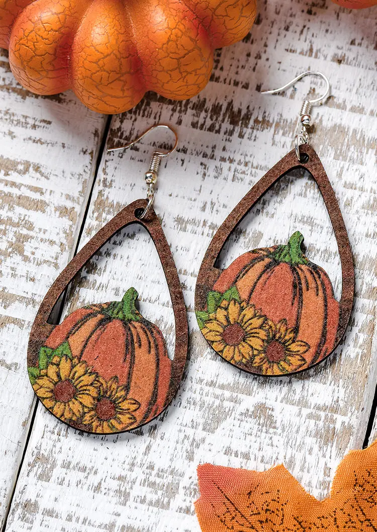 Pumpkin Sunflower Hollow Out Earrings