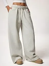 Women's Sweatpants Wide Leg Chinos Fashion Streetwear Casual Full Length High Waist Plain Elastic Waistband Comfy Soft Comfortable Stretchy Outdoor Street Light Gray Black White Red Summer Spring Fall