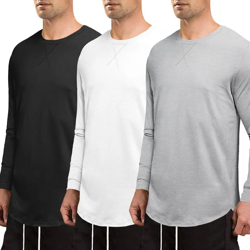 Men’s 3-Pack Longline Crewneck Tees – Cotton Casual Tops