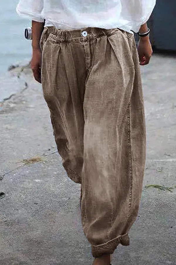 Floral Print Cotton Lentern Pants