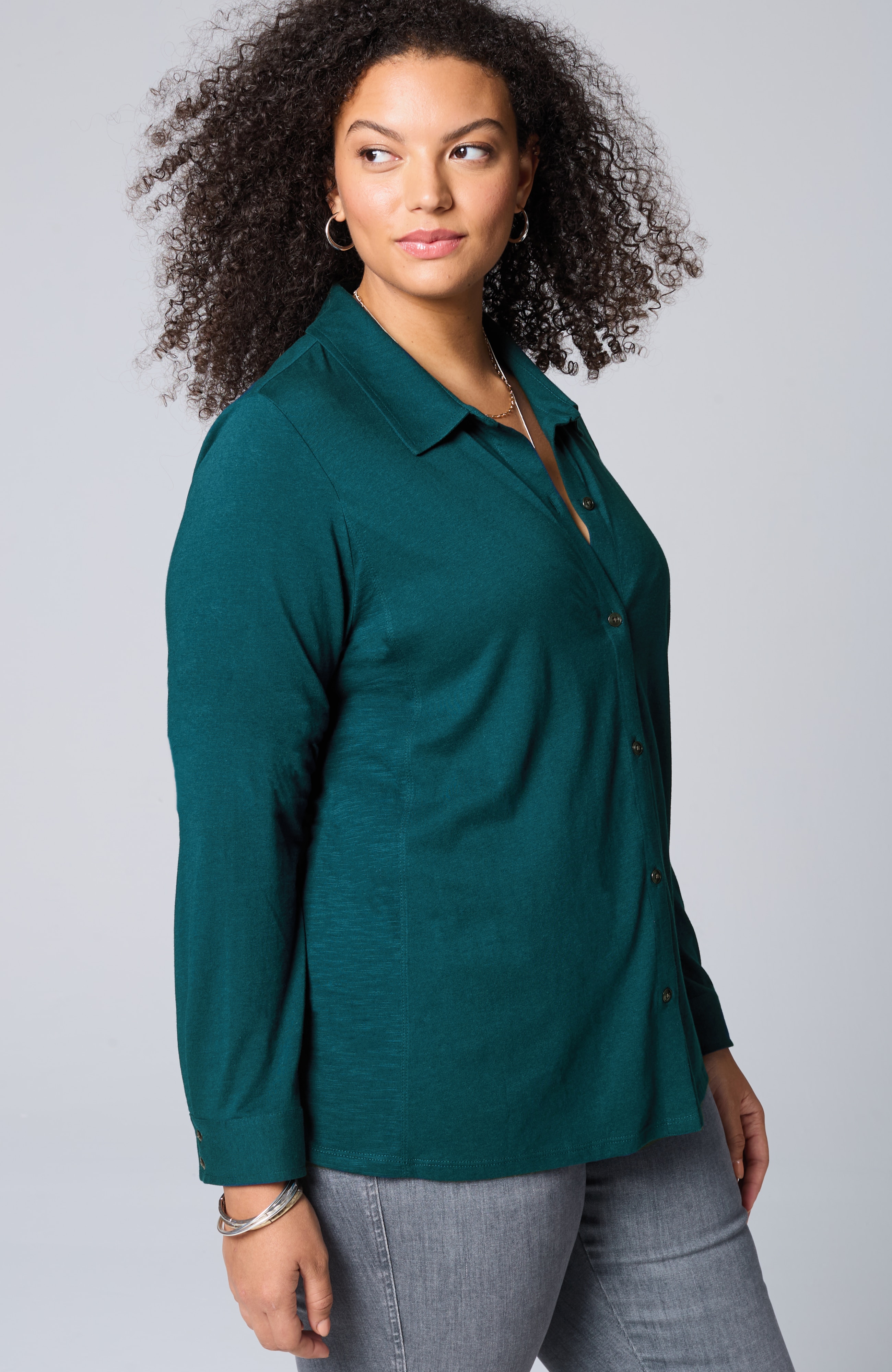 Button-Front Knit Shirt