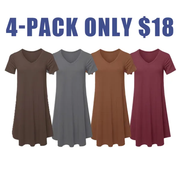 Women's Casual T-Shirt Dress with Pockets – Short Sleeve, Relaxed Fit