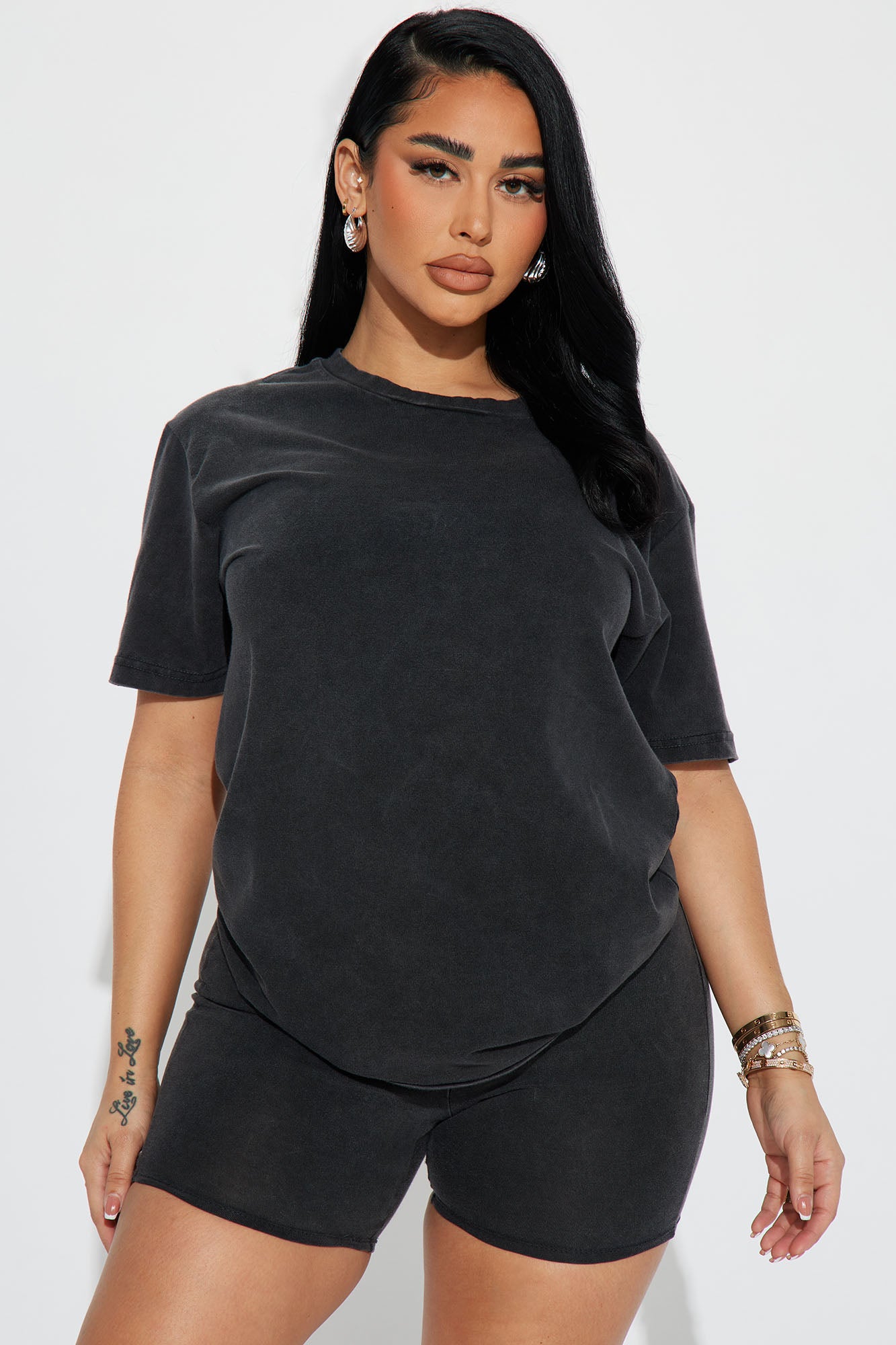 Stepping Out Mineral Wash Short Set - Charcoal