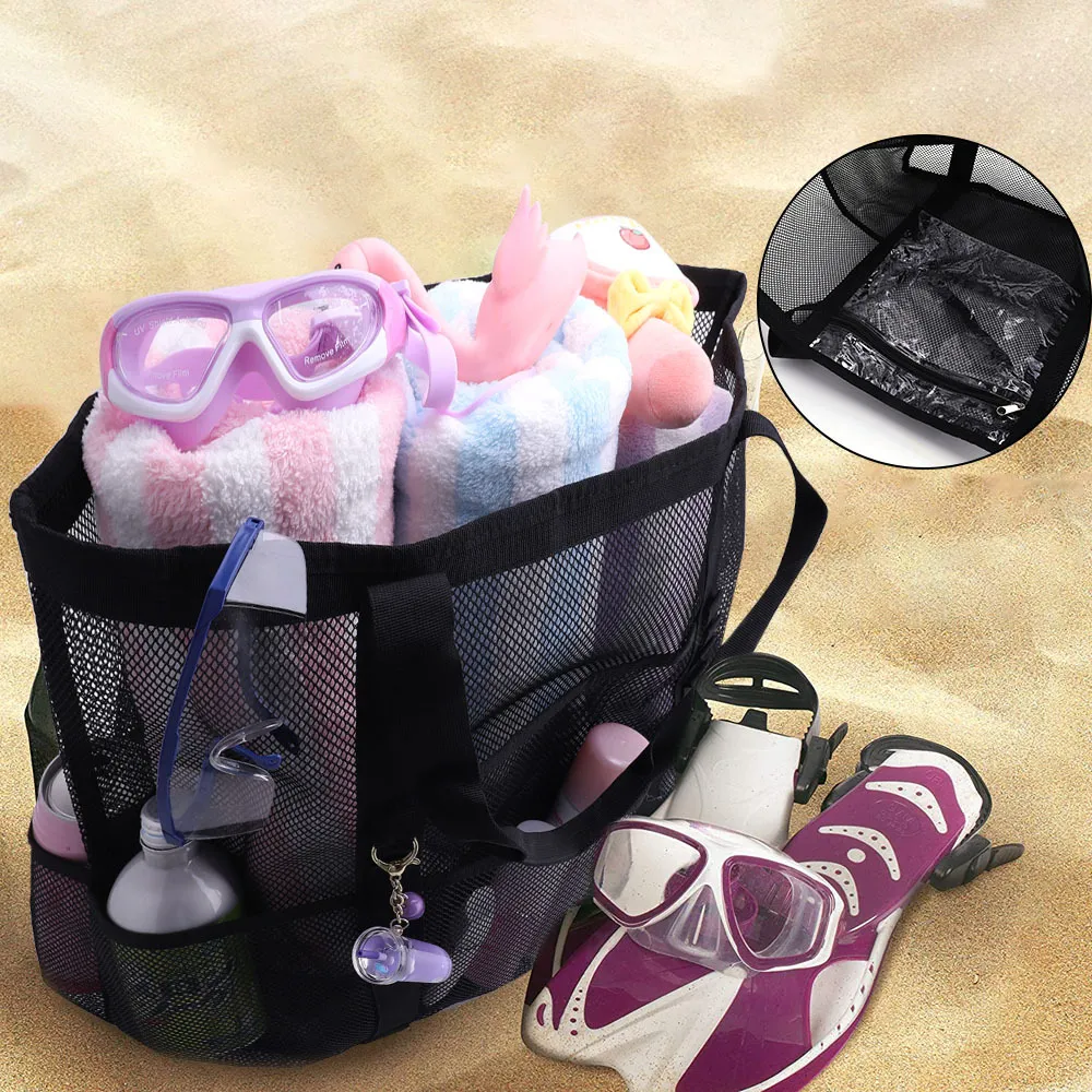 Mesh Black Open Hand Beach Bag